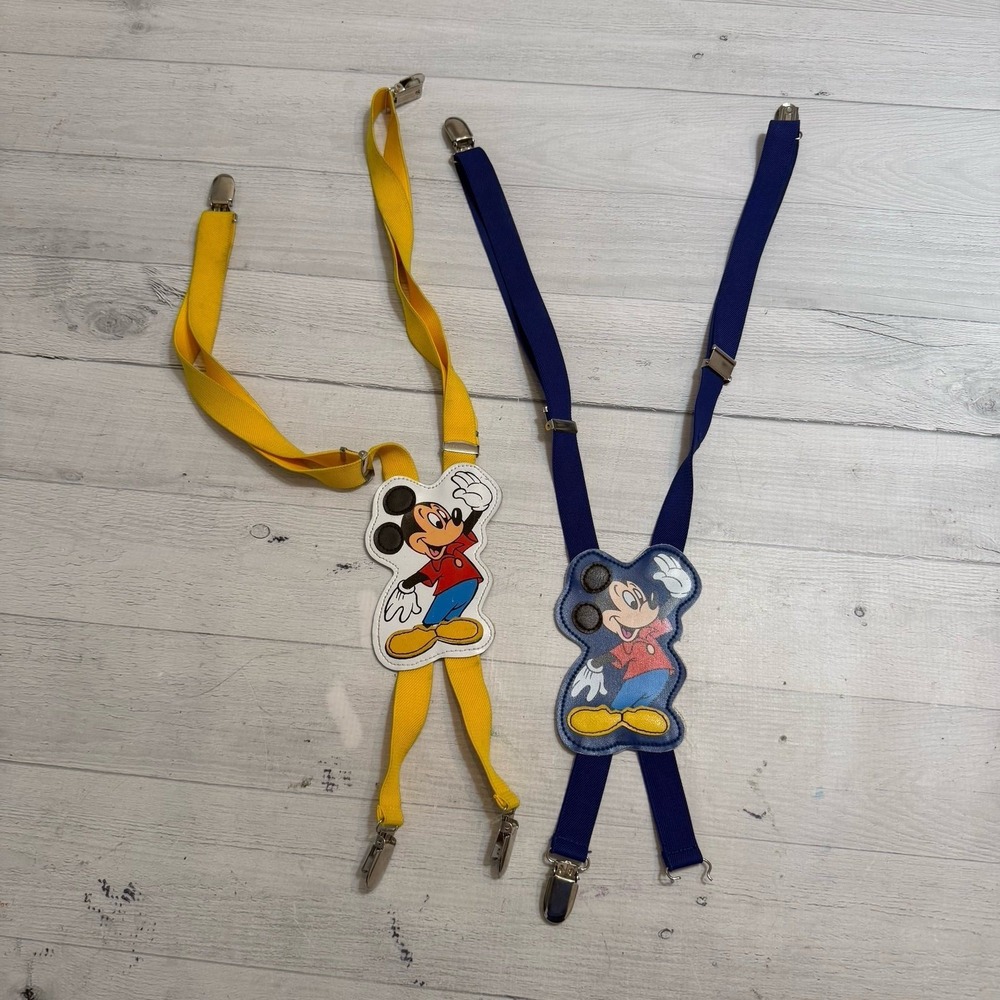 Vintage Mickey Mouse kids Suspenders Walt Disney Company blue‎ and yellow